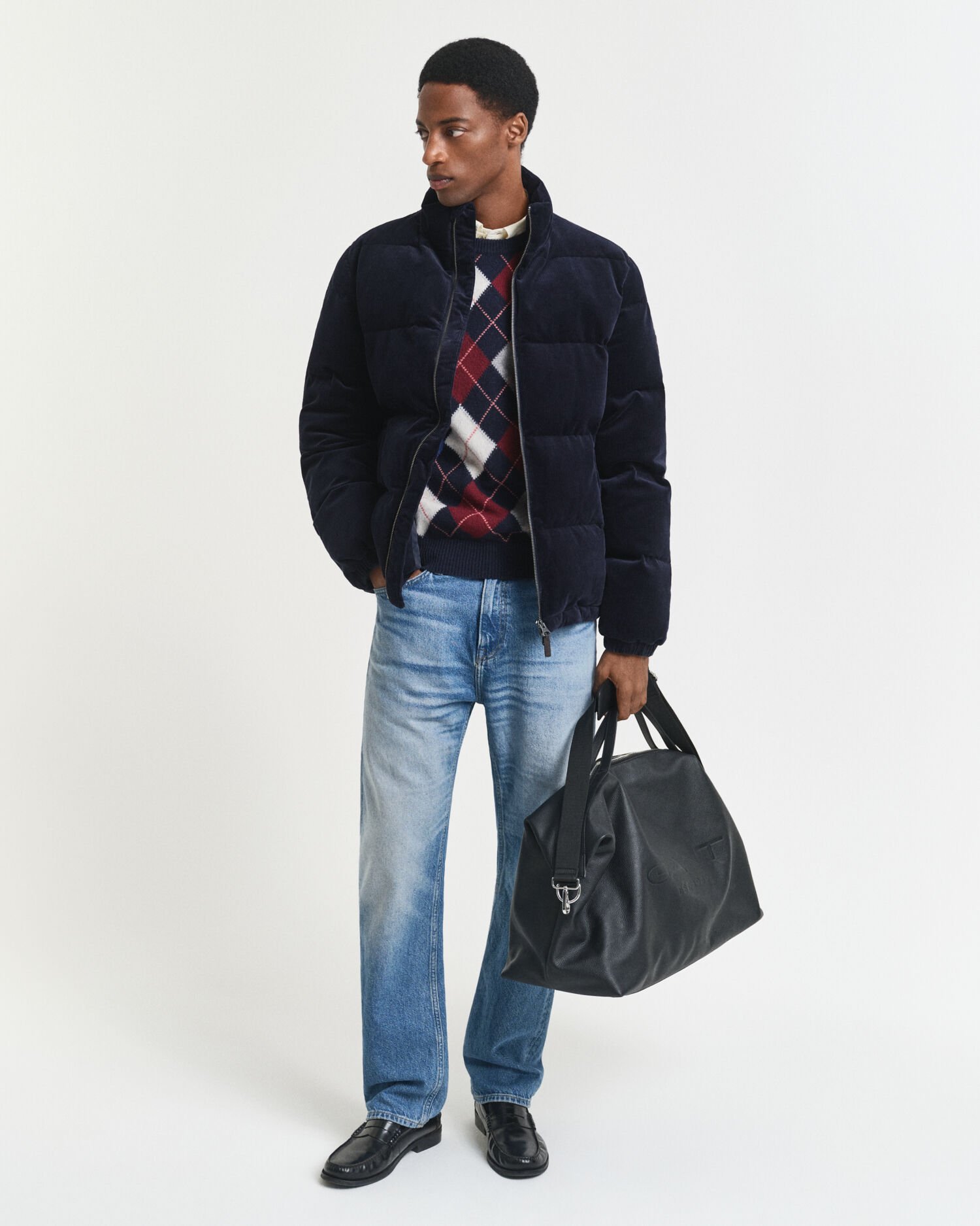 Argylemönstrad tröja med rund halsringning