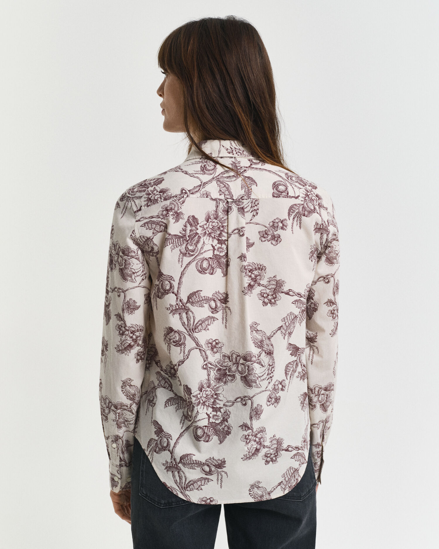 Regular fit trädmönstrad skjorta i bomullsvoile