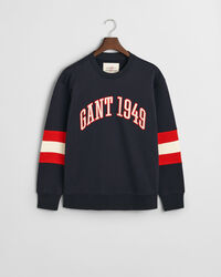 Rundhalsad sweatshirt med f&auml;rgblock