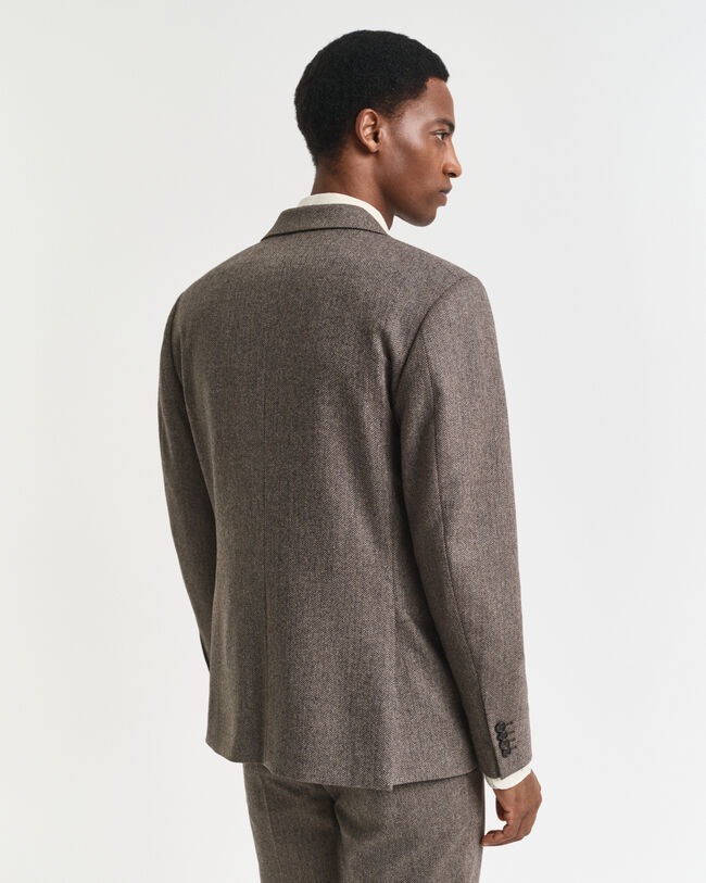 Slim fit kostymkavaj i flanell med fiskbensmönster