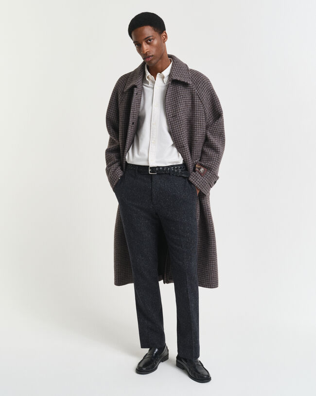 Slim fit kostymbyxor i donegalgarn