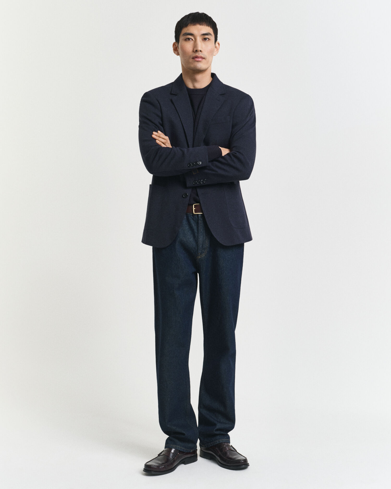 Slim fit tvåfärgad kavaj i jerseypiké