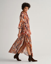 Paisleym&ouml;nstrad maxikl&auml;nning med volang