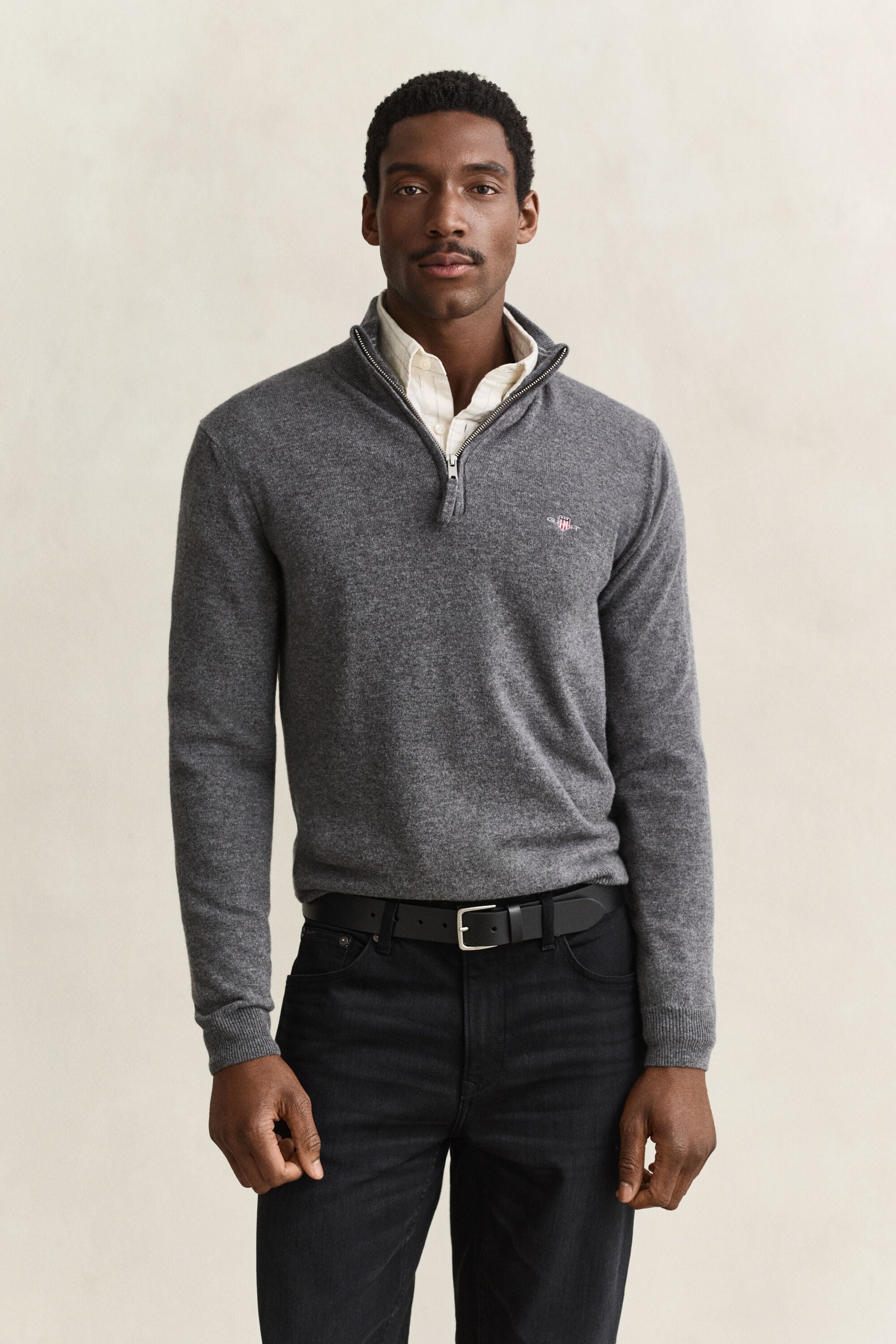 Tröja i lammull med half-zip