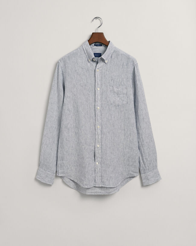 Regular fit randig linneskjorta