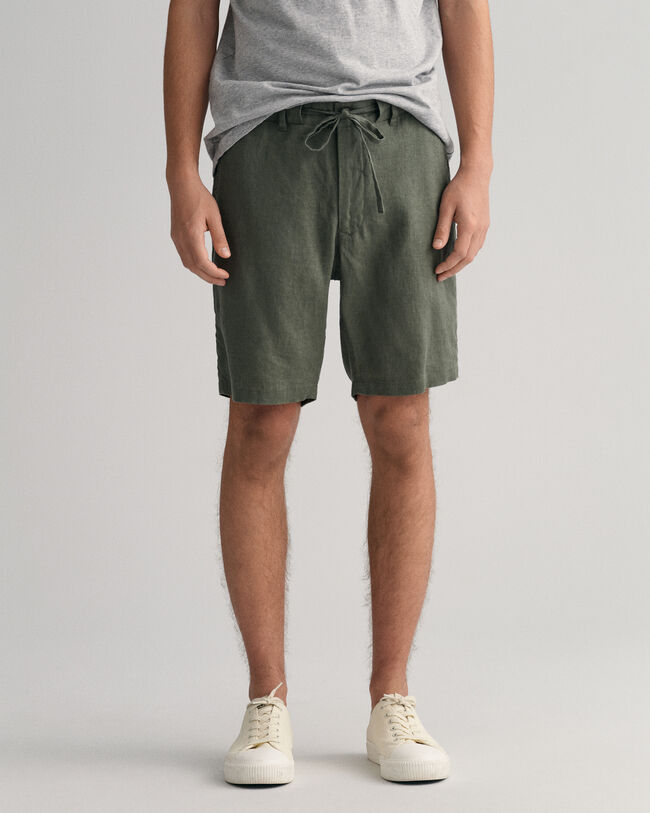 Relaxed fit linneshorts med dragsko