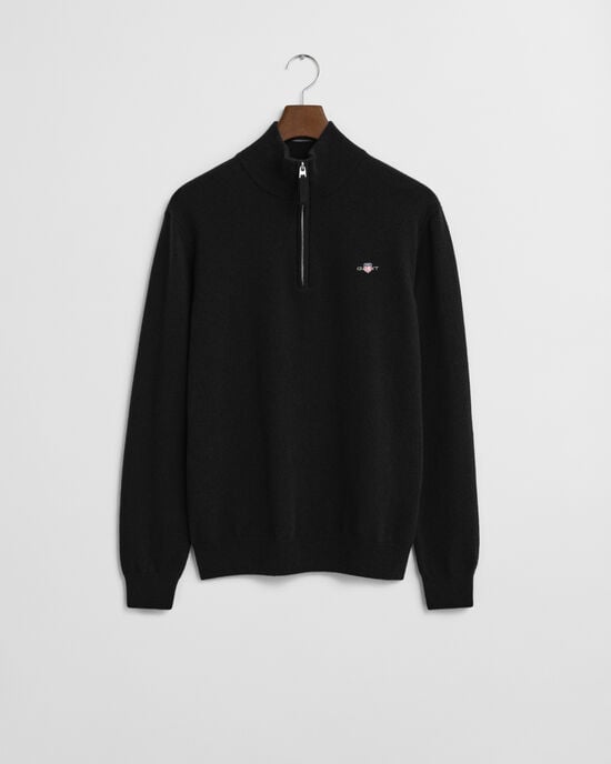Tröja i superfin lammull med half-zip