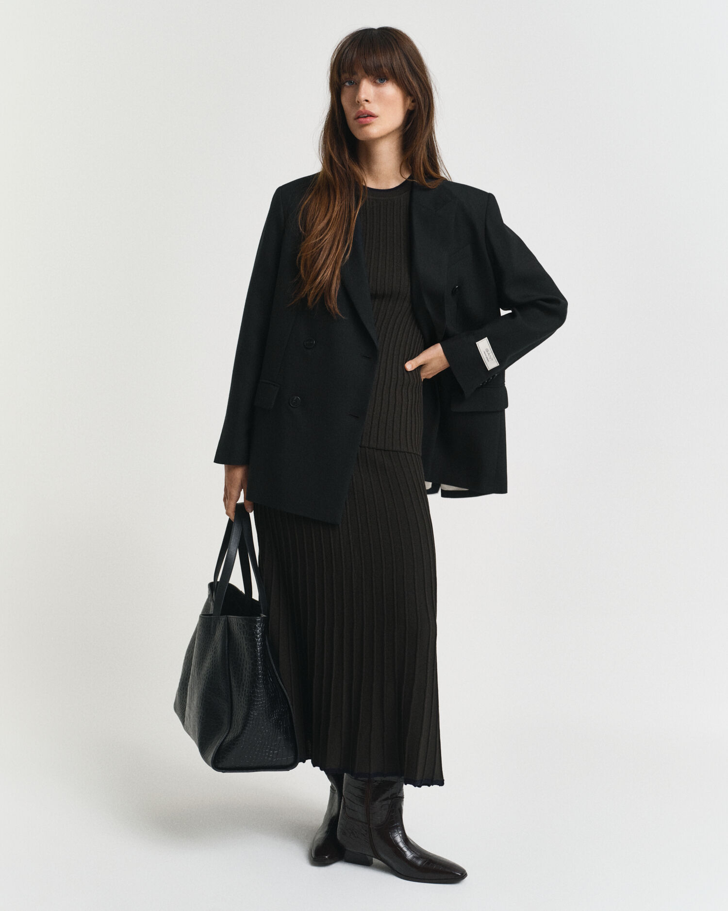 Kortärmad kontrastfärgad ribbstickad tröja