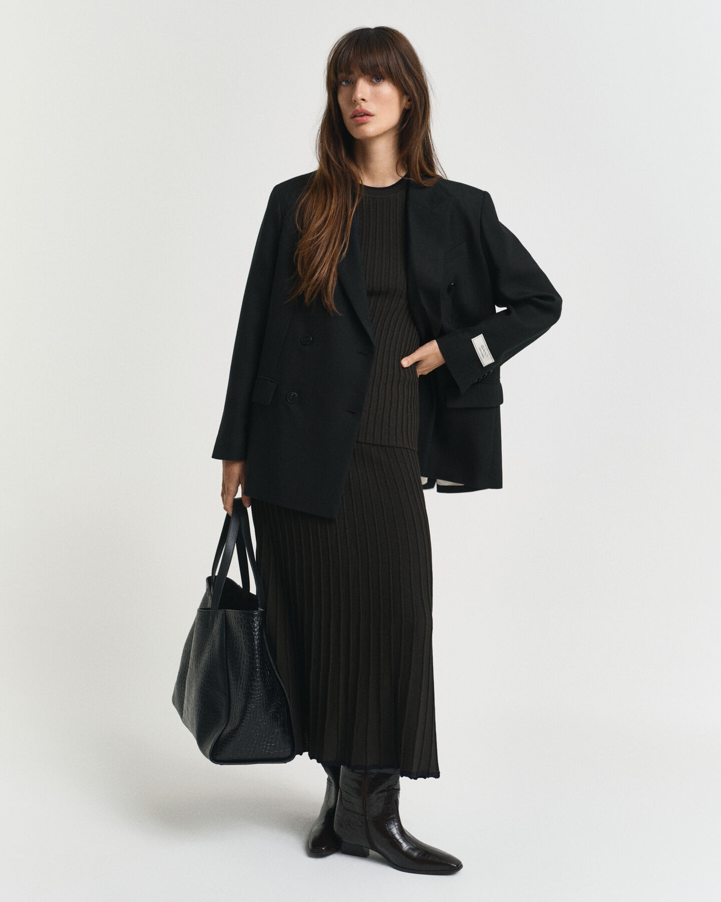 Kortärmad kontrastfärgad ribbstickad tröja