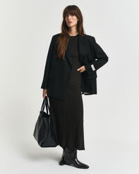 Kortärmad kontrastfärgad ribbstickad tröja