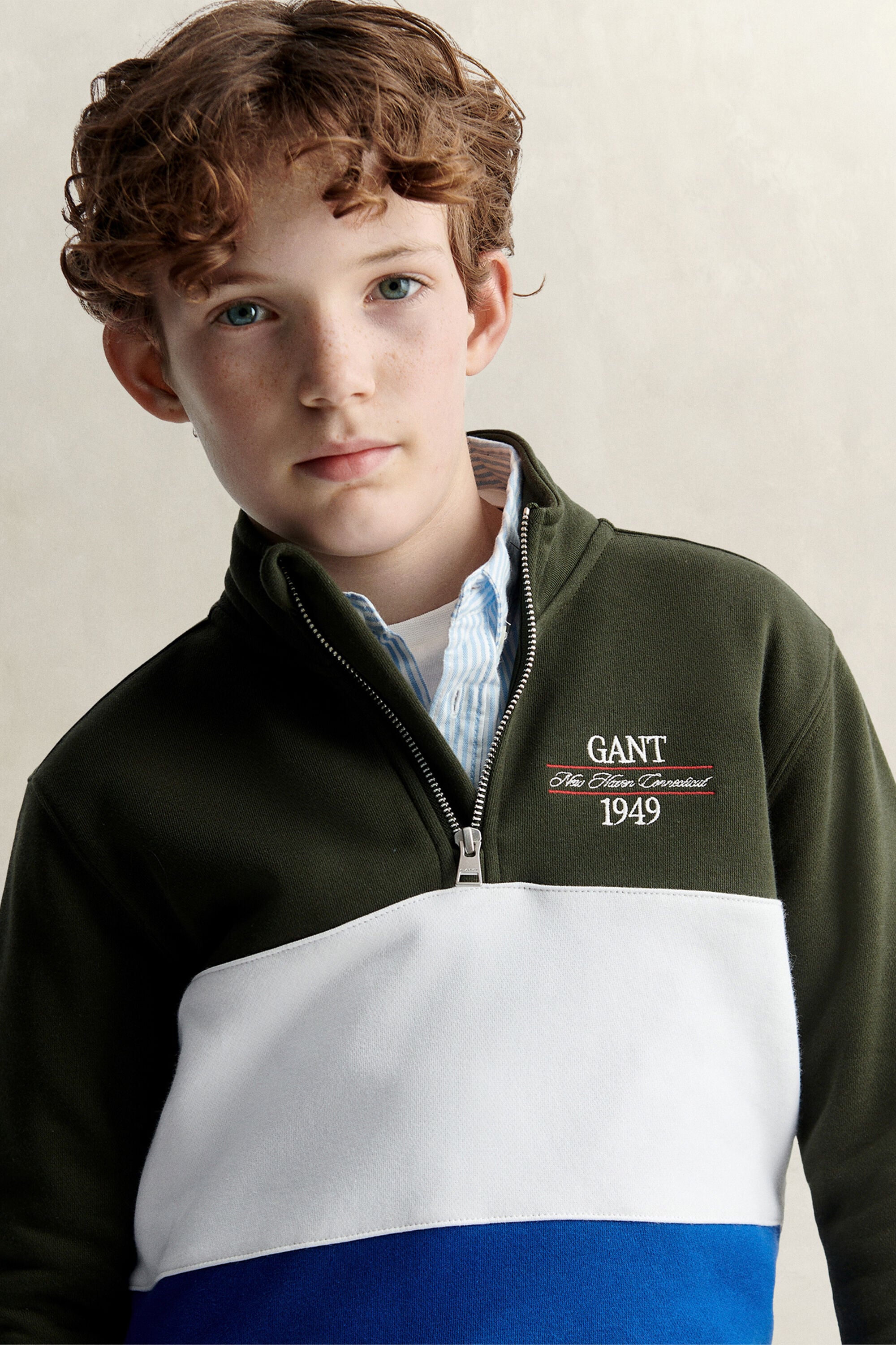 Teen Boys sweatshirt med half-zip och färgblock