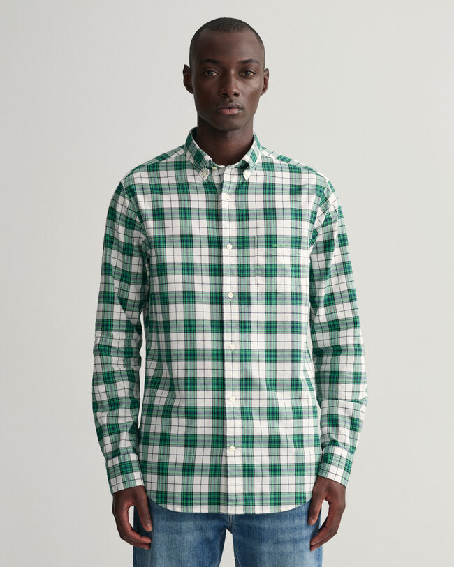 Regular fit rutig oxfordskjorta