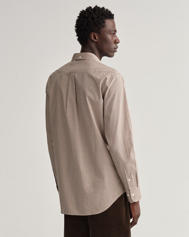 Regular fit mikrorutig poplinskjorta