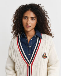 Gant Varsity kabelstickad V-ringad kofta
