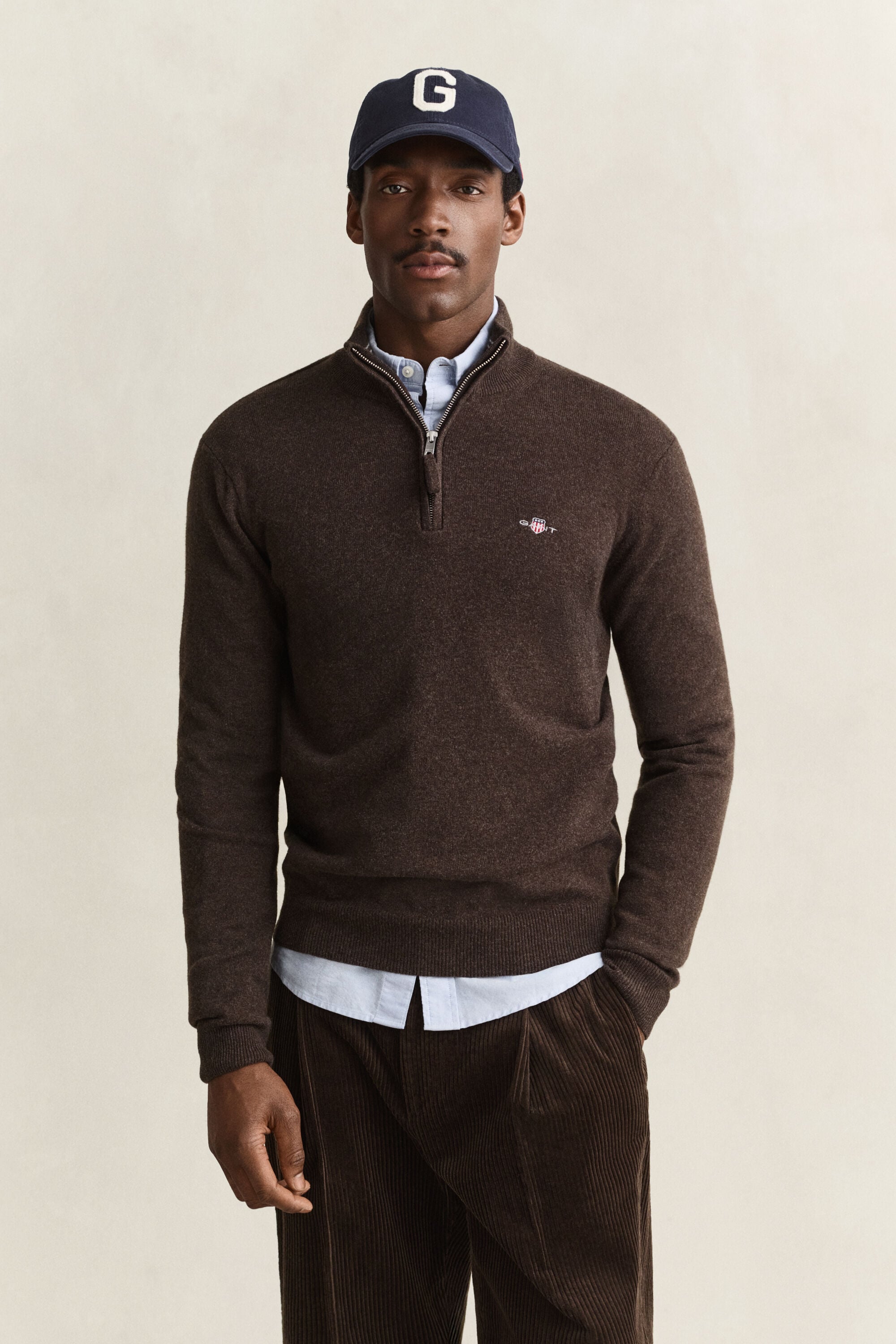 Tröja i lammull med half-zip