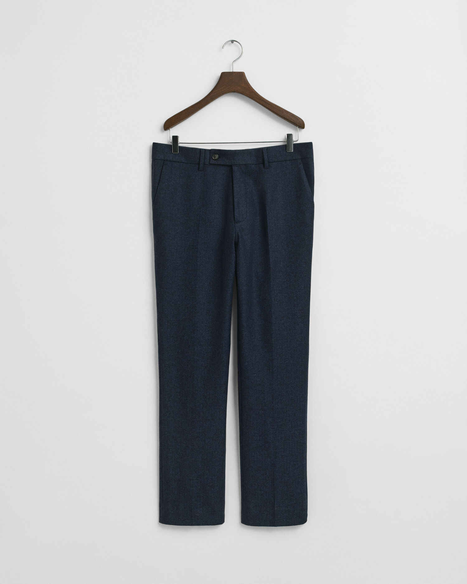 Slim fit kostymbyxor i flanell med fiskbensmönster