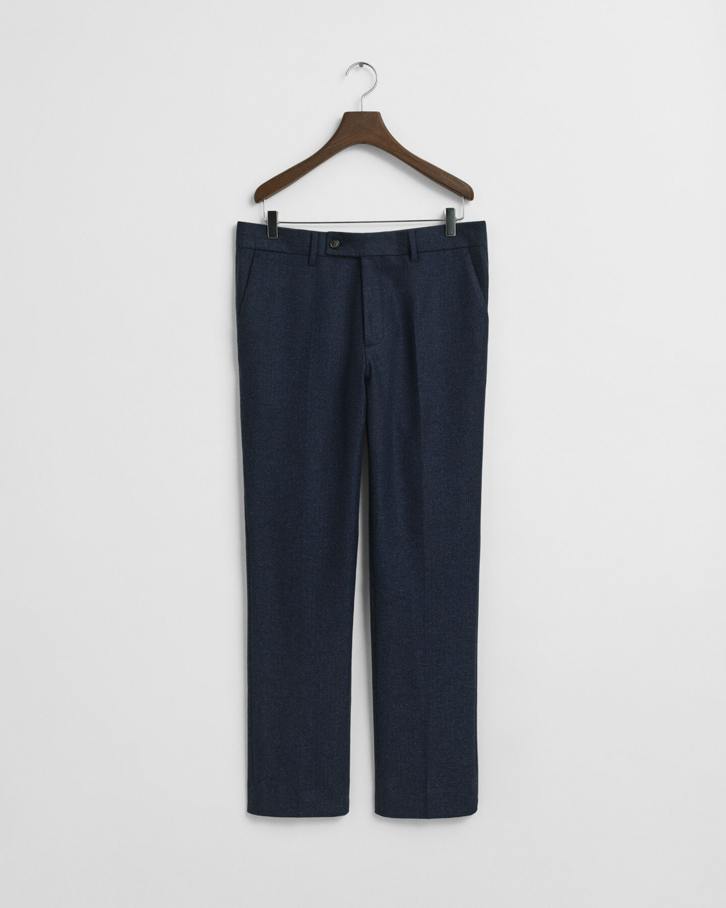 Slim fit kostymbyxor i flanell med fiskbensmönster