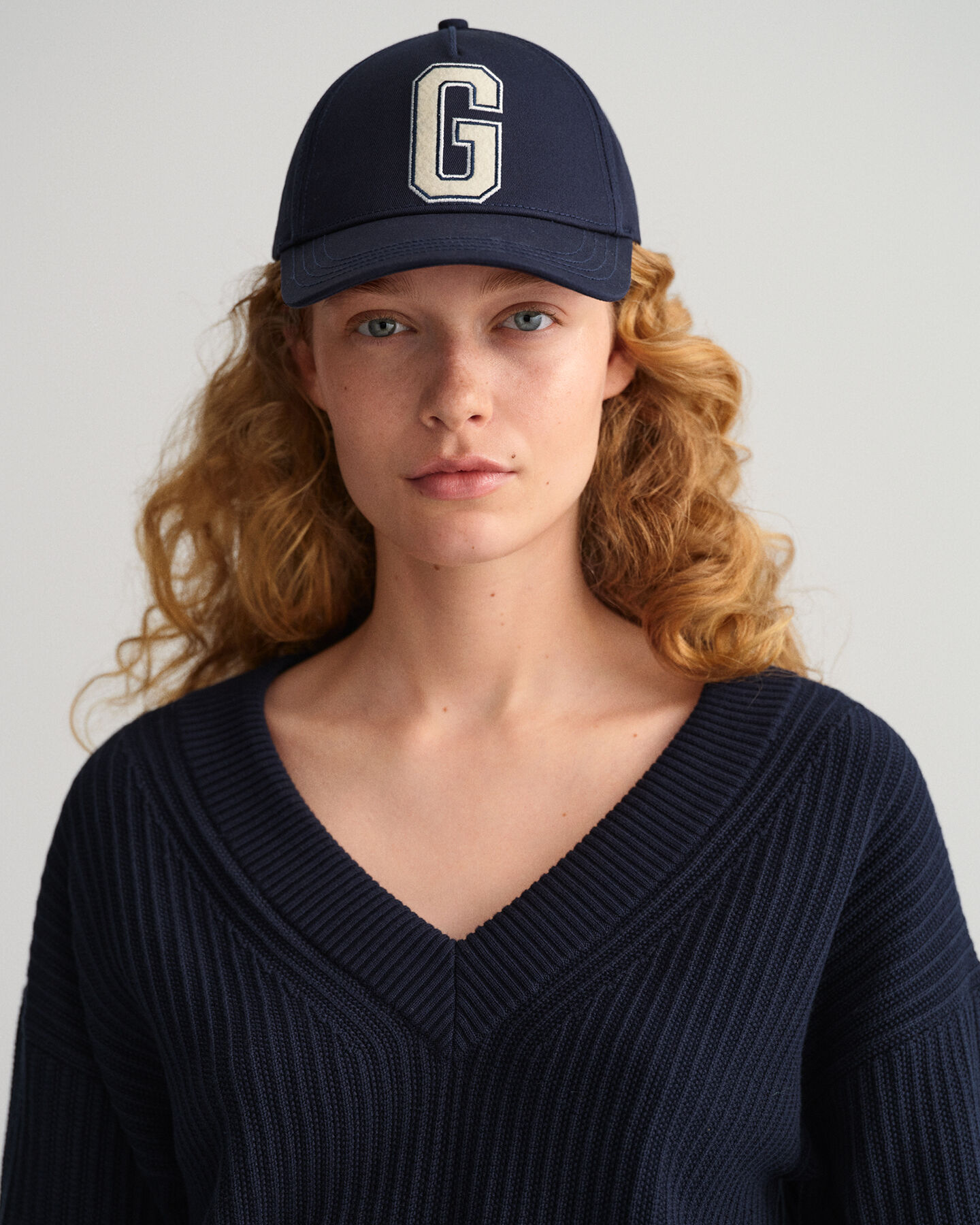 Ribbstickad V-ringad bomullstr&ouml;ja