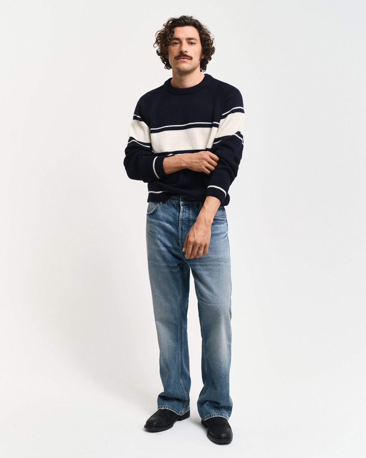 Randig rundhalsad tr&ouml;ja i ull