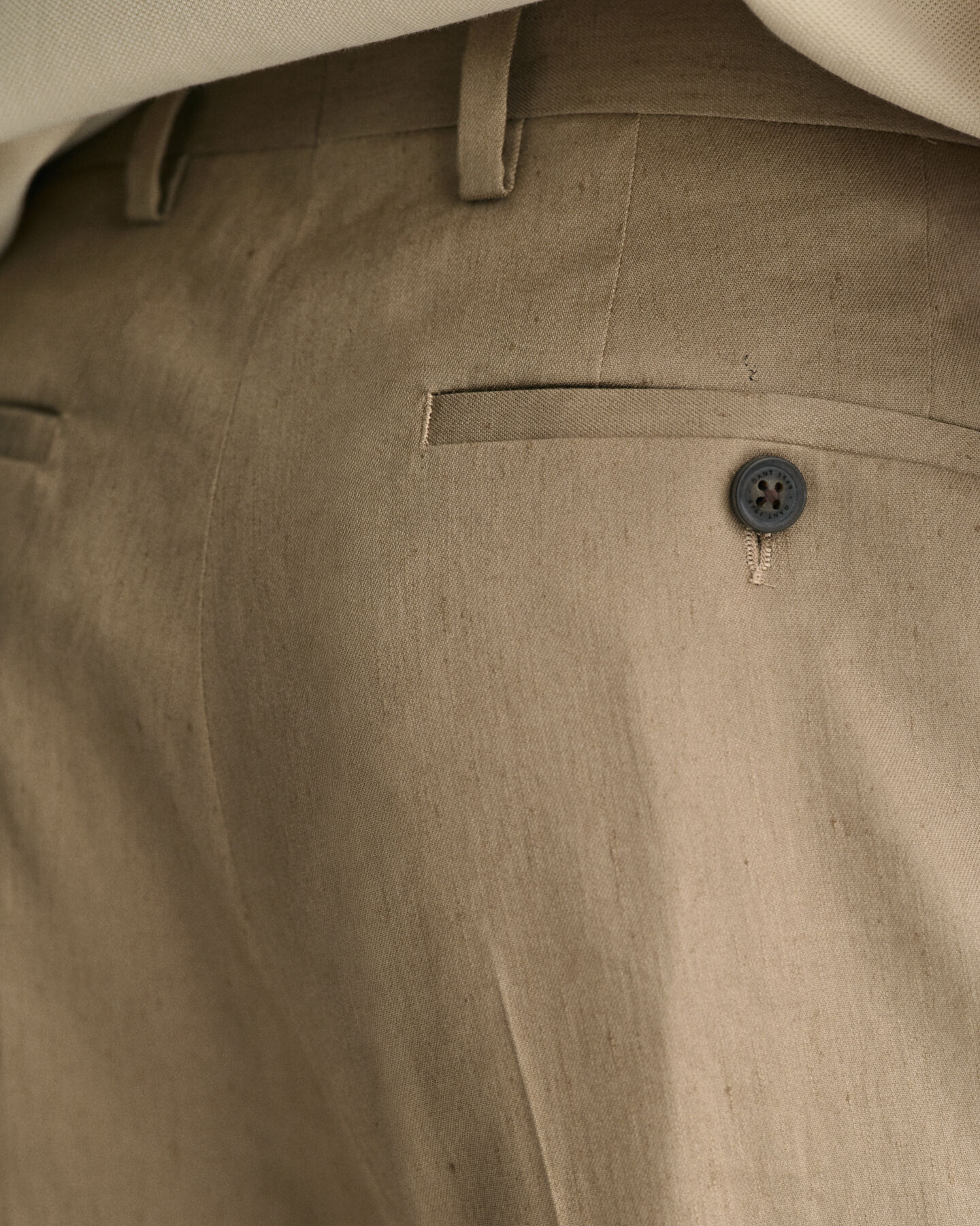 Slim fit kostymbyxor i bomull och linne