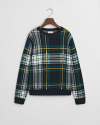 Rutig ribbstickad rundhalsad tr&ouml;ja