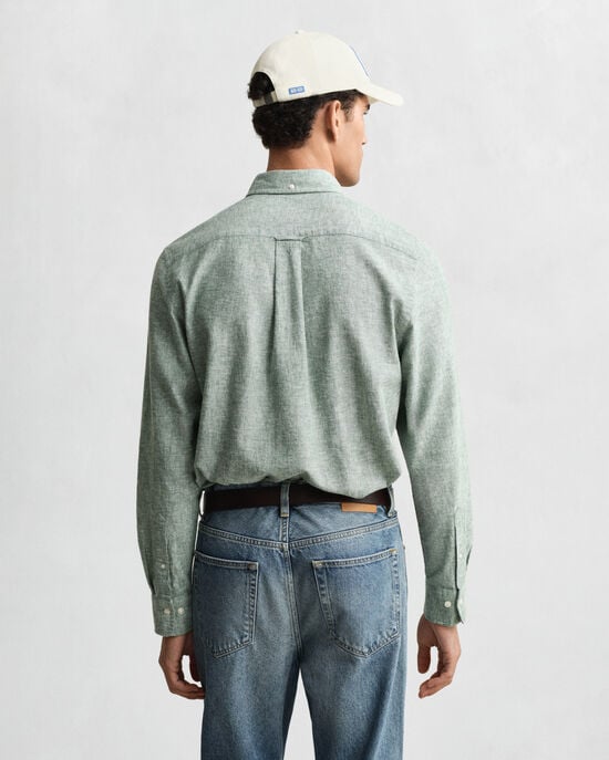 Regular fit bomulls- och linneskjorta