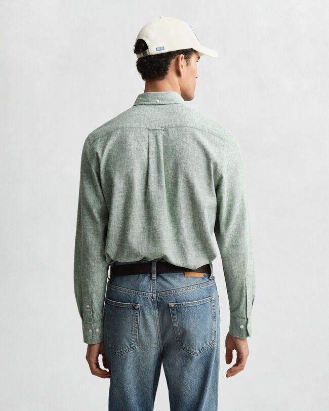 Regular fit bomulls- och linneskjorta