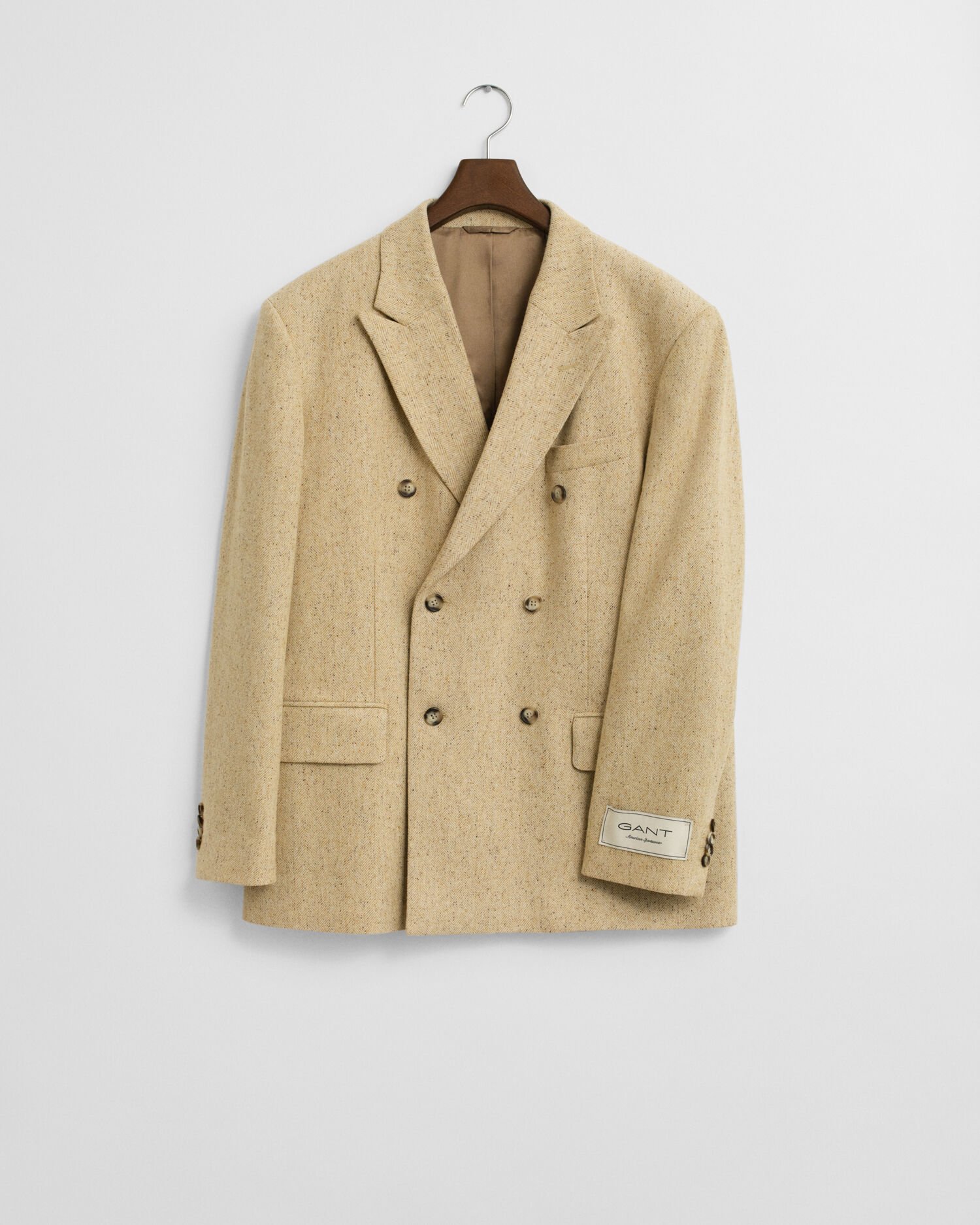 Relaxed fit kostymkavaj med fiskbensmönster