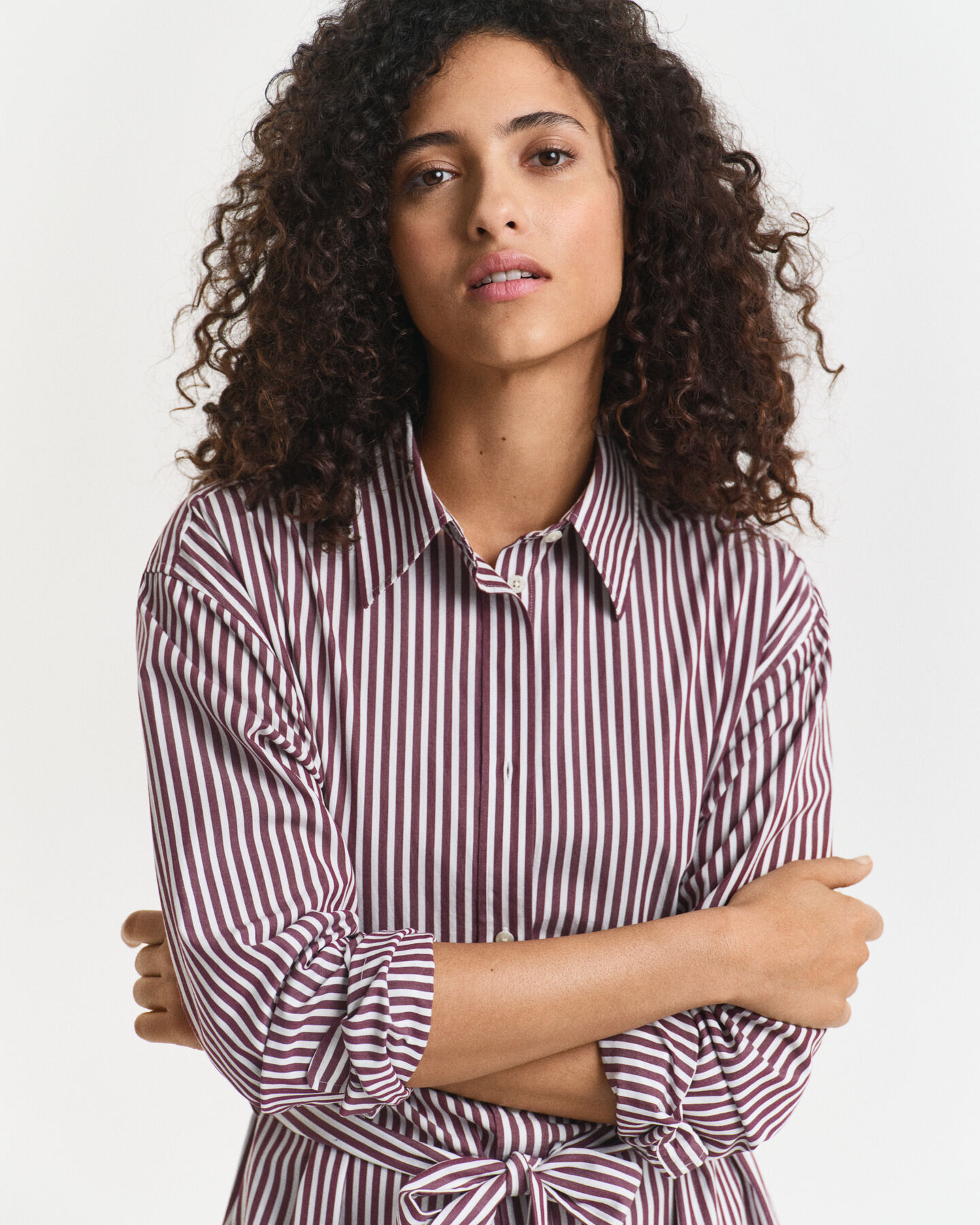 Klassisk skjortklänning i poplin med bälte