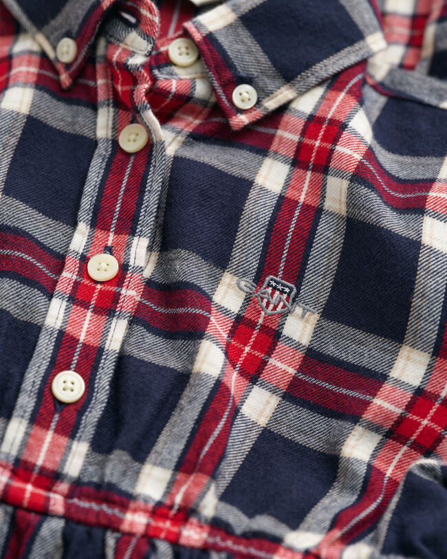 Girls rutig skjortkl&auml;nning i flanell