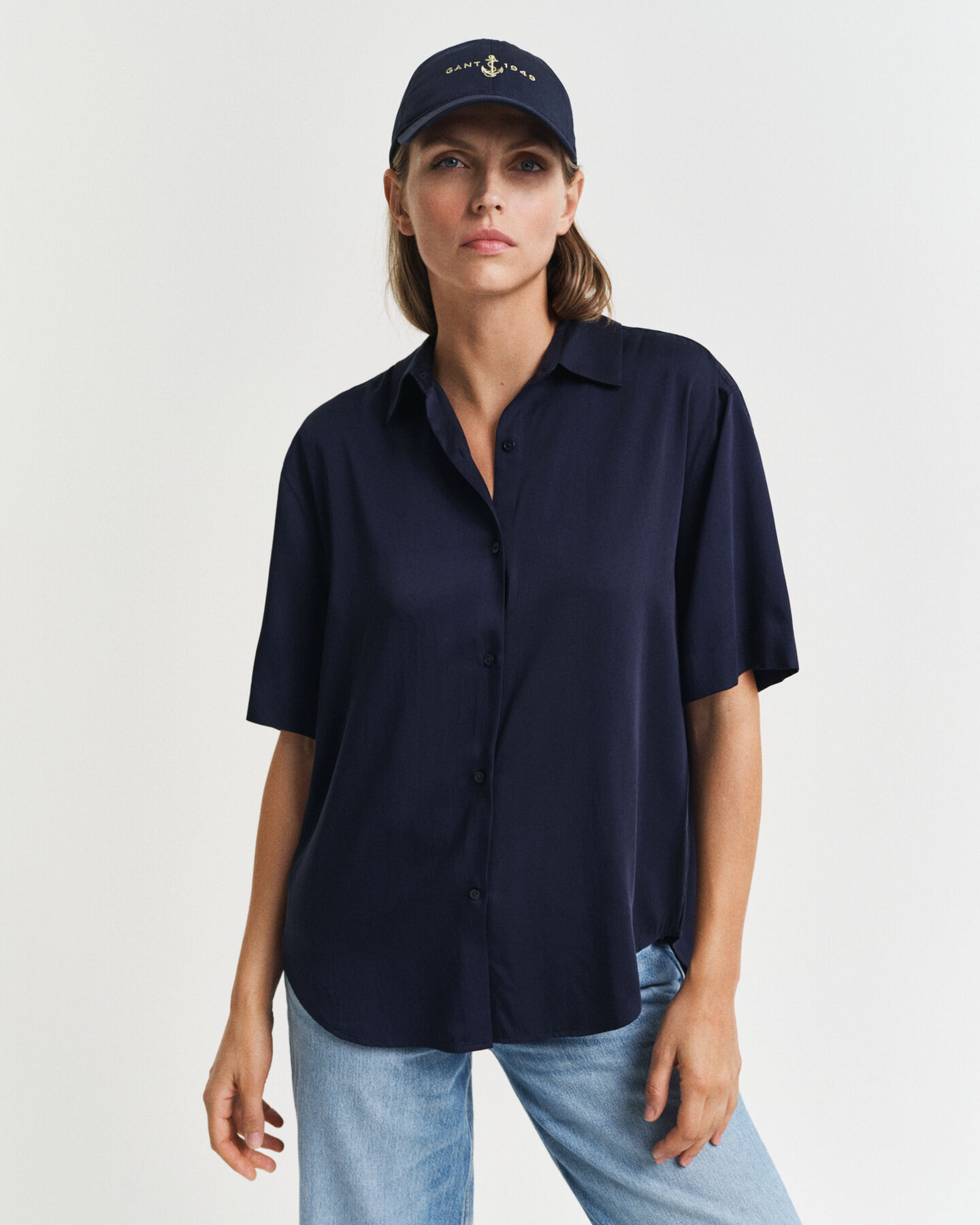 Relaxed fit kortärmad skjorta