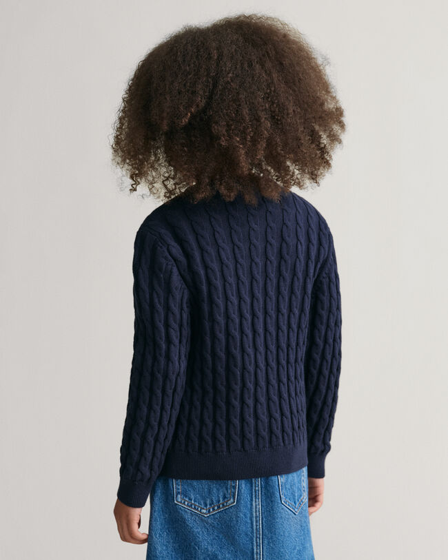 Girls Shield kabelstickad bomullskofta