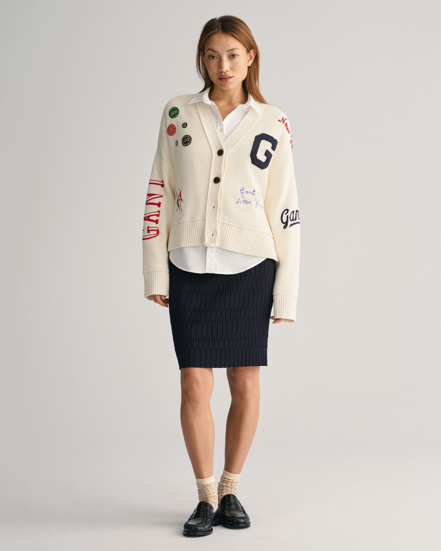 Stickad kjol med textur