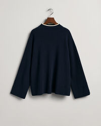 Ribbstickad tröja med ståkrage