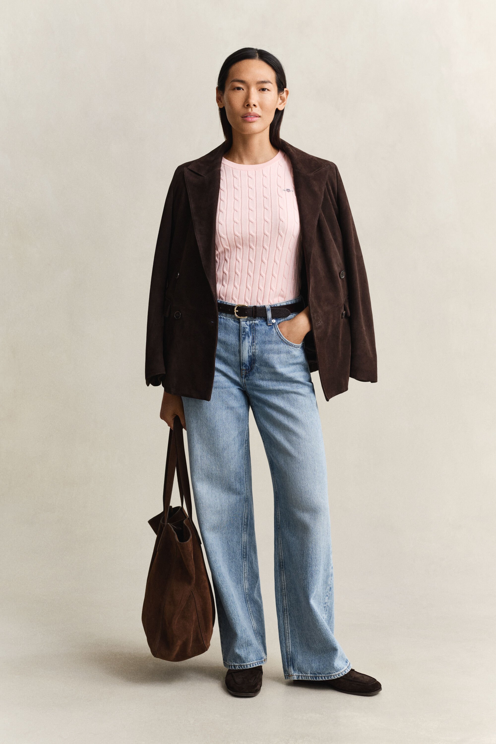 Kabelstickad kortärmad tröja