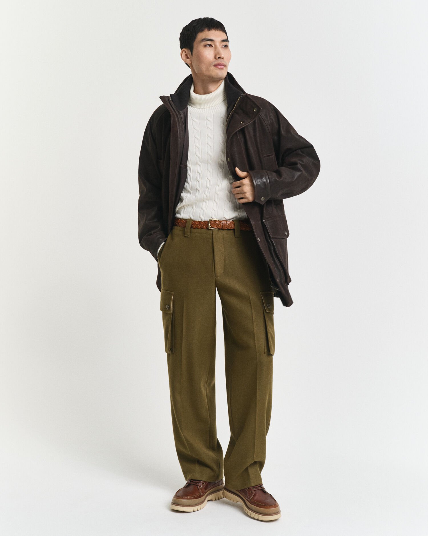 Kabelstickad polotröja i bomull