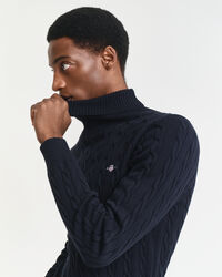 Kabelstickad polotröja i bomull