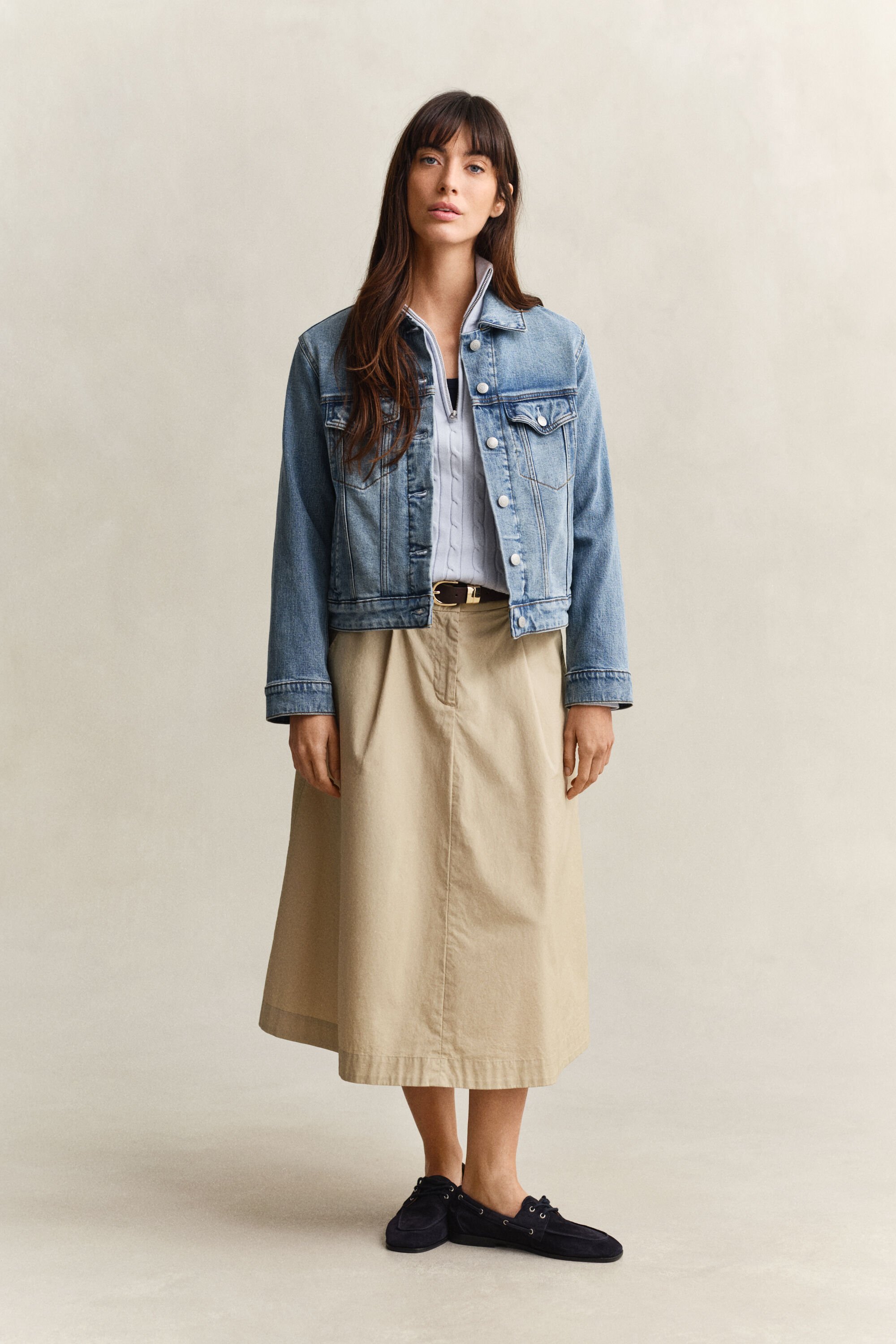 Kabelstickad tröja med half-zip