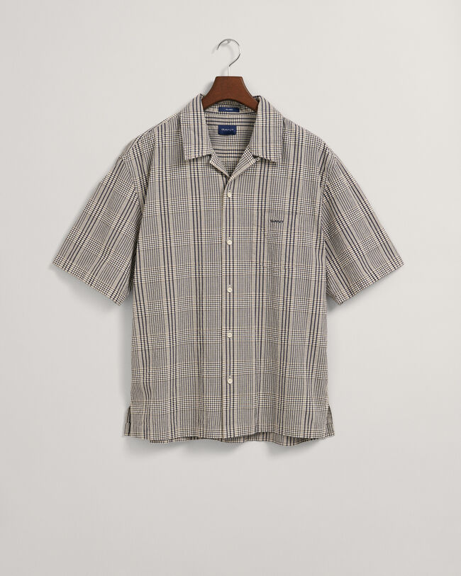 Relaxed fit Seersucker rutig kort&auml;rmad skjorta