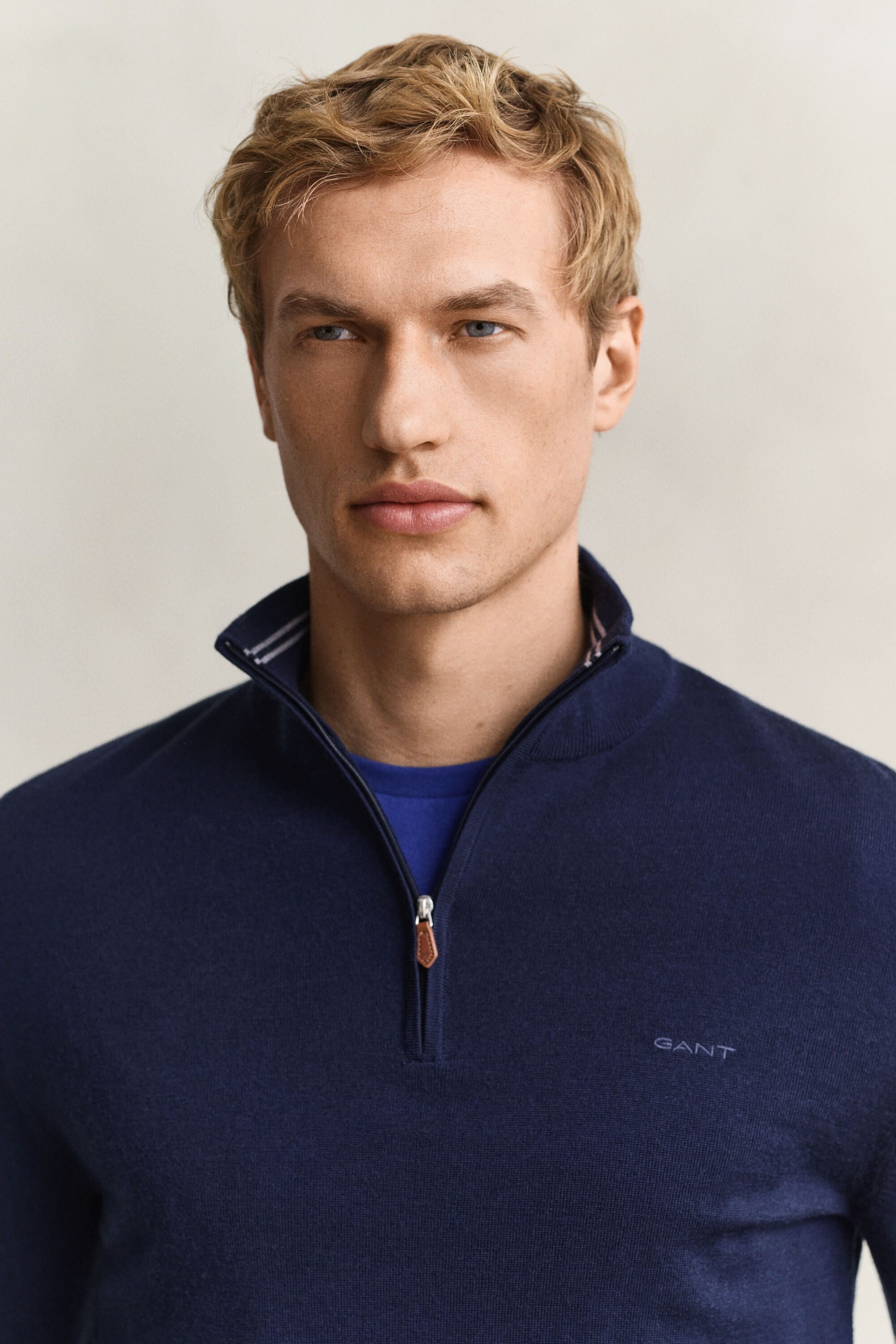 Tröja med half-zip i merinoull
