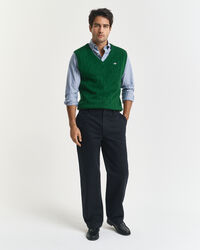 Kabelstickad väst i lammull