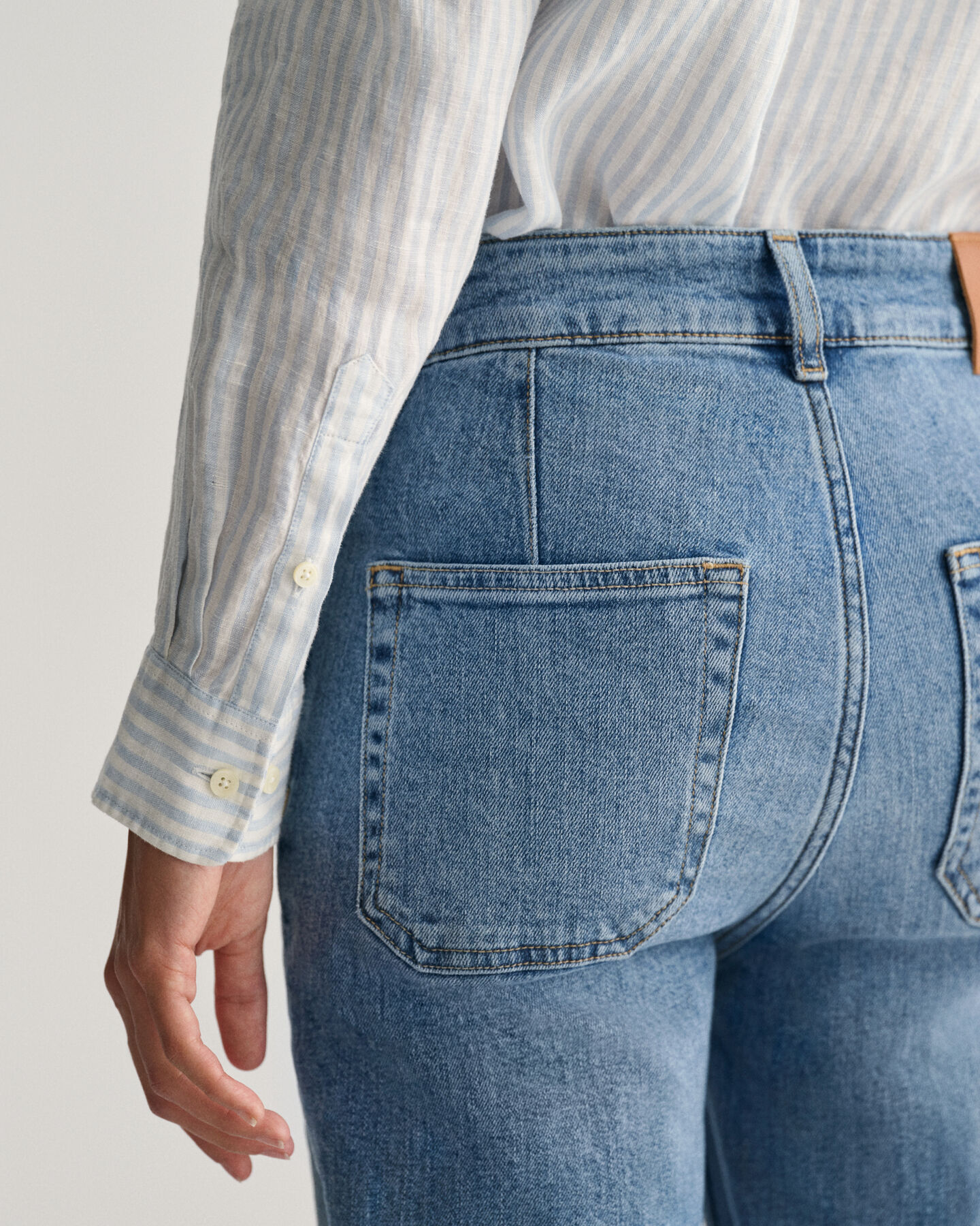 Regular fit randig linneskjorta