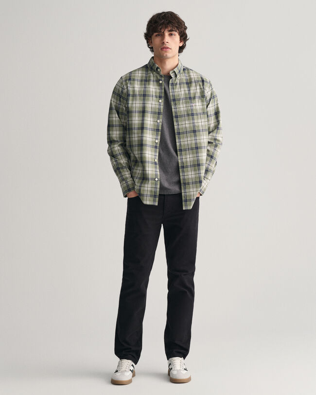 Regular fit rutig poplinskjorta