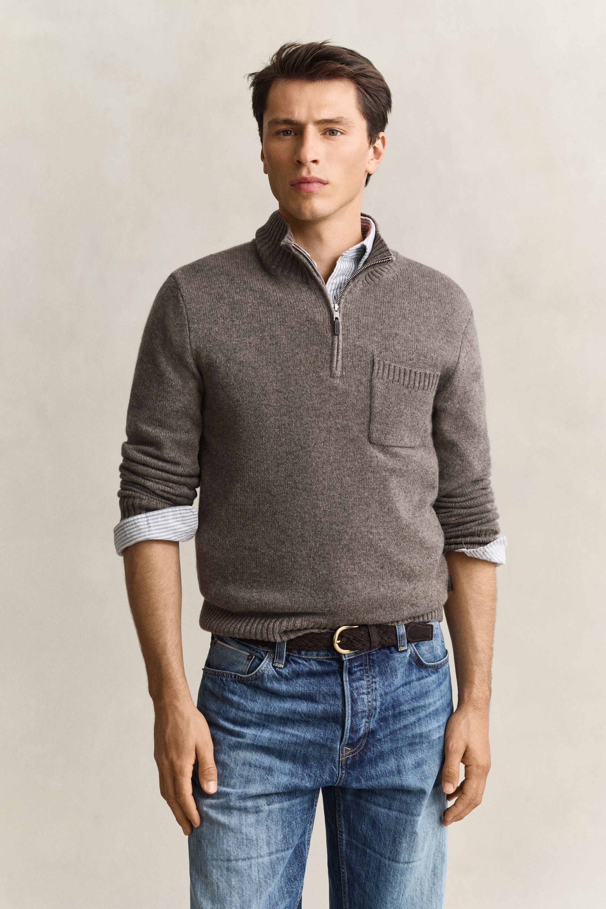 Kashmirtröja med half-zip