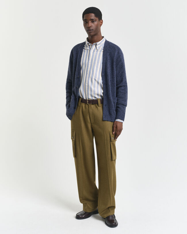 Rundhalsad kofta i ullmouliné