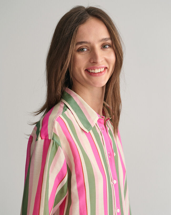 Relaxed fit randig skjorta i bomull och silke