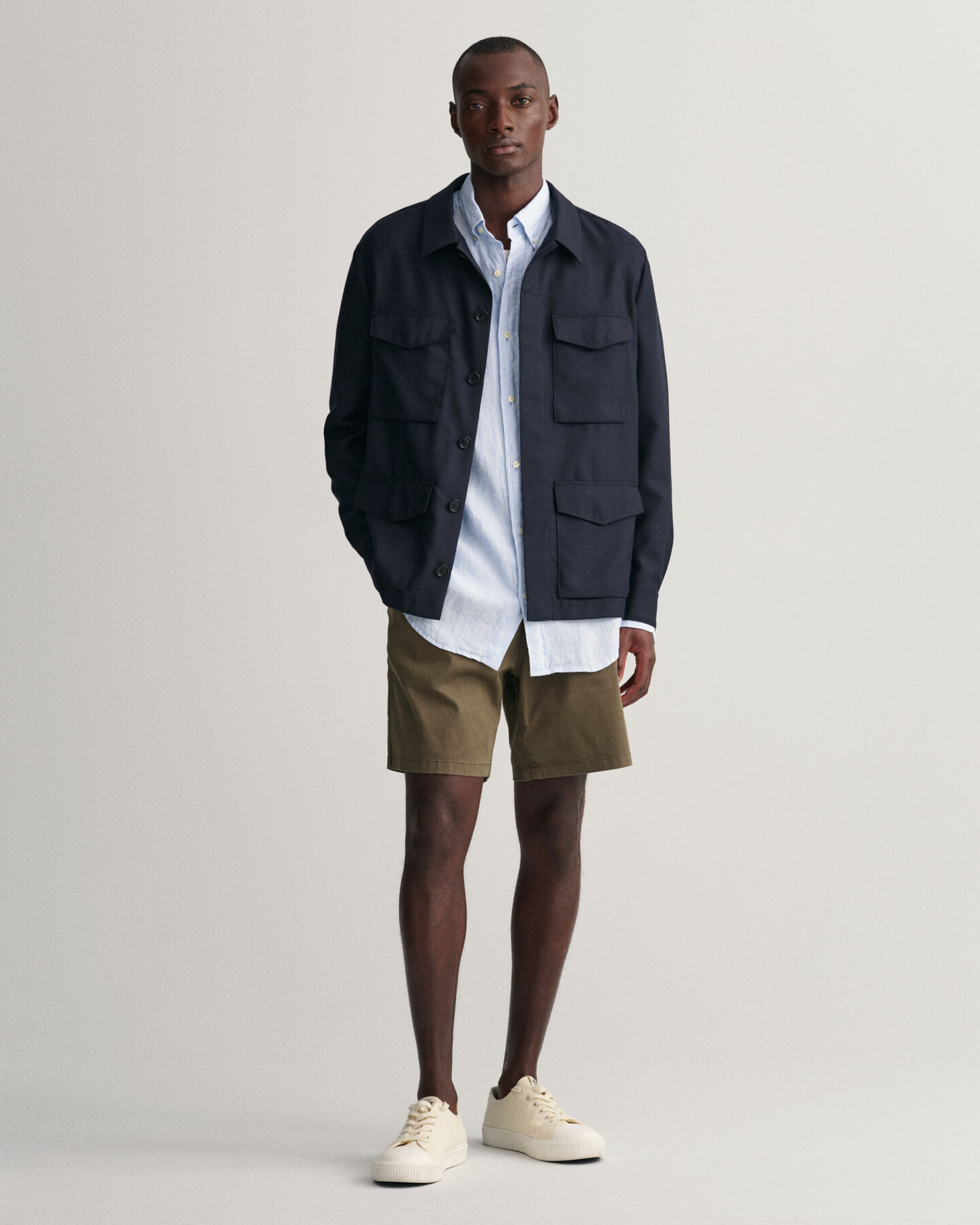 Regular fit randig linneskjorta