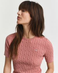 Kabelstickad tröja i bomullsstretch