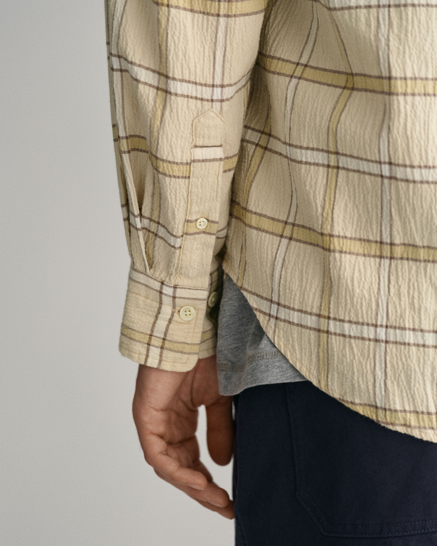 Oversized rutig skjorta med struktur