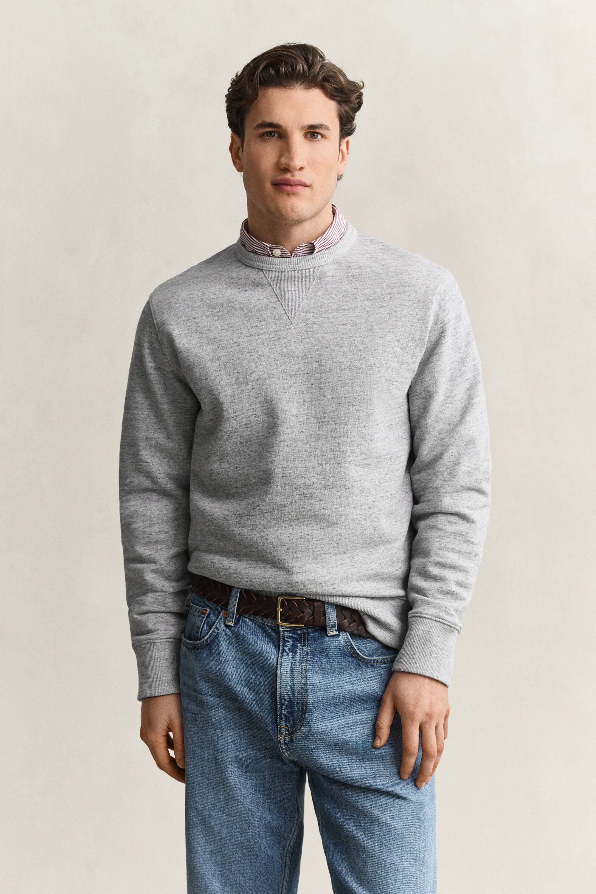 Melerad rundhalsad sweatshirt
